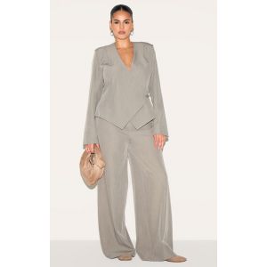 Plus Pantalon large de tailleur tissé gris champignon, Gris champignon - Taille 58
