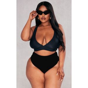 Plus Haut de maillot de bain noir profond à décolleté plongeant Mix & Match, Noir - Taille 58