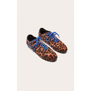 Femme Baskets en effet poil de cheval imprim&eacute; l&eacute;opard &agrave; lacets contast&eacute;s | Taille 36 - Taille 36