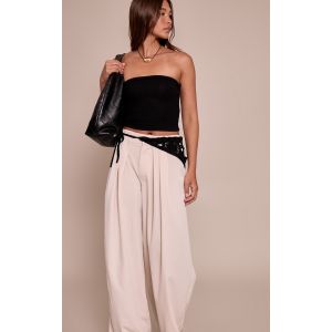 Femme Pantalon large tissé crème à plissures | Taille 42 - Taille 42