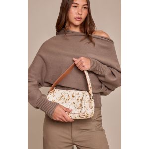 Femme Sac à main en cuir véritable non coloré effet vache - Taille One Size