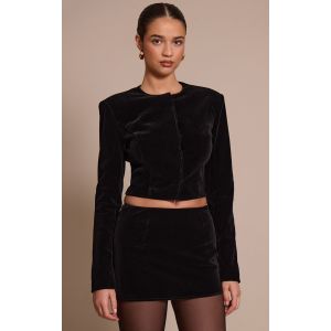 Femme Blazer en velours noir court | Taille 36 - Taille 36