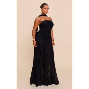 Shape Robe longue noire à détail foulard et taille tombante, Noir - Taille 34