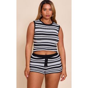 Top débardeur Sculpt noir court en maille tricot à rayures, Noir - Taille XS