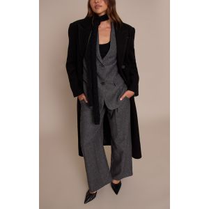 Femme Pantalon de tailleur brossé gris anthracite à pieds de poule | Taille 42 - Taille 42