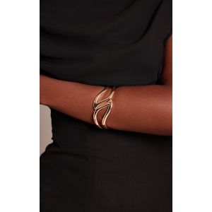 Femme Bracelet manchette lisses dor&eacute; &agrave; attache en feuille d&eacute;coup&eacute;e - Taille One Size