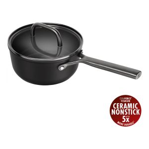 ZWILLING Milano Casserole avec couvercle en verre 18 cm, Aluminium, Noir mat