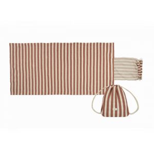 Ensemble de sac &agrave; serviettes de plage portofino 68x140 - rusty red stripes