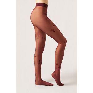 Calzedonia Collant Voile Inscription I Love You Femme Bleu Ciel Taille M/L