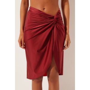 Calzedonia Jupe Paréo Shiny Satin Femme Rouge Taille M/L