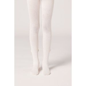 Calzedonia Collant en coton côtelé avec nœud pour fille Fille Taille 4-6 A