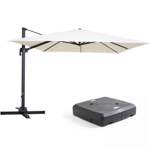 Ensemble parasol d&eacute;port&eacute; (3 x 3M) rotatif 360&deg; + Dalle &agrave; lester sur roues 100 L