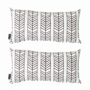 Lot de 2 petits coussins de décoration rectangulaire à motifs (40 x 20 x 8 cm)