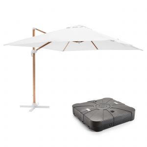 Ensemble parasol d&eacute;port&eacute; (3 x 3m) + dalle &agrave; lester sur roues 100L