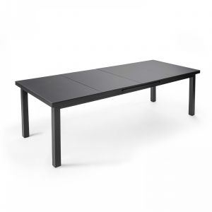 Table de jardin rectangulaire extensible (320 x 100 x 76 cm) en aluminium gris