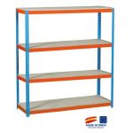 Simon Rack - Etag&egrave;re de rangement 2000x2400x450mm bleu/orange/bois charge 400 Kg - Simonforte 2404-4 Chipboard