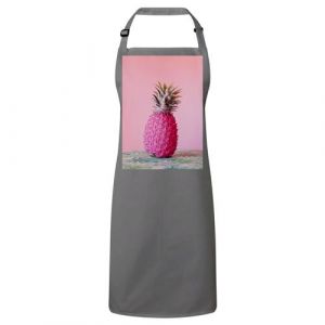 Fabulous Tablier Cuisine Premium Gris Ananas Rose sur Fond Rose