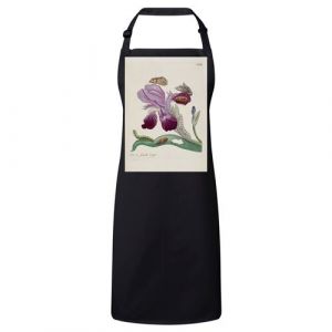 Fabulous Tablier Cuisine Premium Noir Iris Papillons Chenilles Illustration Botanique