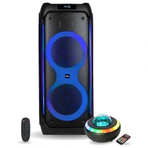 Pack Enceinte Autonome Active USB Bluetooth Ibiza 1200W COLUMBA1200 - Enceinte Lumineuse Relax Nebula - Disco Sono F&ecirc;te Soir&eacute;e DJ