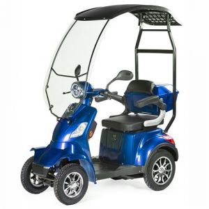 Scooter électrique pour PMR personnes à mobilité réduite avec bâche de protection VELECO FASTER 1000 watts homologable bleu plomb
