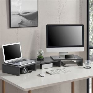 Réhausseur d'écran Vilppula réglable avec support de portable gris foncé [en.casa]