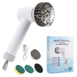 Brosse de nettoyage électrique avec 3 têtes de nettoyage remplaçables - brosse rotative à 2 vitesses