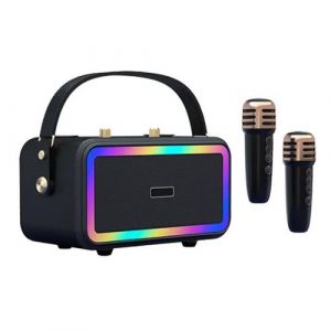 Enceinte Bluetooth Portable Rétro Avec Effets Lumineux Et Microphone Dual Noir YONIS