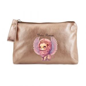 Trousse de maquillage et pochette Taperso dore motif lion princesse personnalisable