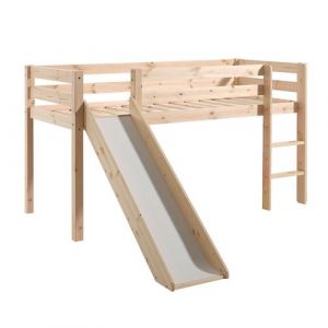 Lit Mi-Haut Tobogan en Pin Naturel 90x200cm - SLEEPY - ALTOBUY
