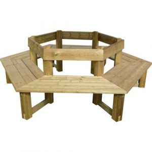 Cihb - Banc tour d'arbre en bois avec dossier