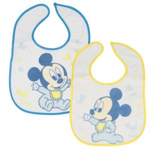 Pack de 2 Bavoirs pour B&eacute;b&eacute; avec Fermeture &agrave; scratch avec Motif Mickey Mickey Mouse Bleu