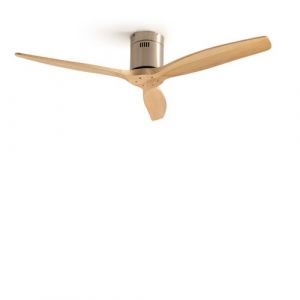 WIND CALM - Ventilateur de plafond 40W silencieux Ø132 cm 15W 100% Argent et bois