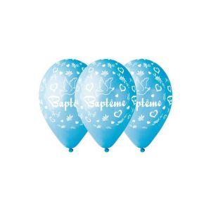 Sachet De 10 Ballons Baptême Bleu Ciel Diam 30cm - Bleu