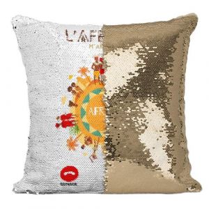 Fabulous Coussin avec Housse Sequin - Paillettes Dor&eacute; L'Afrique m'appelle Culture [40 x 40 cm]