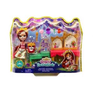 Coffret pour enchantimals poup&eacute;e fabrica fox et frisk le renard : salon de beaut&eacute;  - figurine 15cm avec animal - mini-poupee