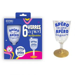 6 verres à pied apéro réutilisables 20cl bleu - générique ar25vp2