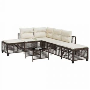 Ensembles de chaises, canap&eacute;s et tables de jardin Vidaxl resine tressee marron 3 pieces 6 personnes