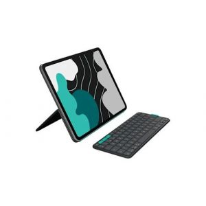 Logitech Flip Folio - Clavier et étui - full size - sans fil - Bluetooth 5.1 LE - QWERTY - Espagnol - graphite - pour Apple 13-inch iPad Air (M2, M3); 13-inch iPad Pro (M4)