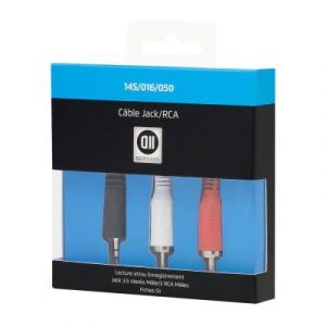 C&acirc;ble Jack 3,5mm m&acirc;le/ 2RCA m&acirc;le D2 Diffusion - 0,5m