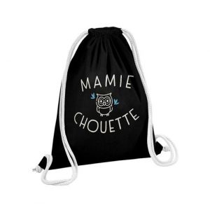 Fabulous Sac de Gym en Coton Noir Mamie Famille Chouette 12 Litres