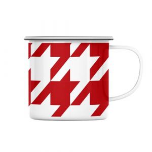 Fabulous Mug en métal émaille Motif Pied de poule Rouge