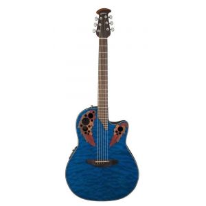 Ovation celebrity elite plus mid cutaway blue transparent quilt Folk électro