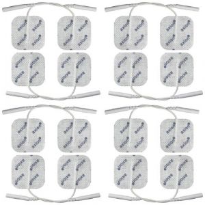 16 &eacute;lectrodes 4x4cm &eacute;lectrostimulation tens ems connexion &agrave; fil 2mm