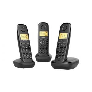 Gigaset A270 Trio - Téléphone sans fil avec ID d'appelant - DECTGAP - noir + 2 combinés supplémentaires