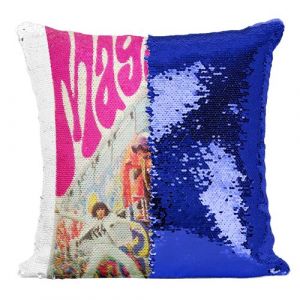 Fabulous Housse de Coussin à Sequin - Paillettes Bleu the Who Magic Bus Rock [40 x 40 cm]