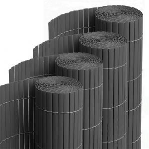 Lot de 4 canisses Brise vue en PVC tube Plat,Cl&ocirc;ture protection pour jardin terasse balcon coloris Gris - Hauteur 80 x Longueur 300 cm 1700g/m2