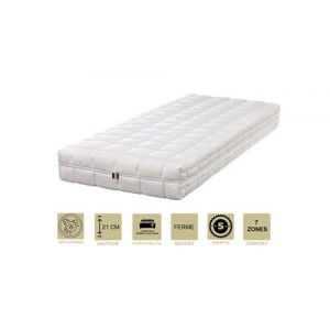 Matelas face été latex naturel 80 kg/m3 face hiver mémoire de forme 60 kg/m3 160x190 x 21 cm ferme + oreiller visco + alèse - spécial sommier electriq