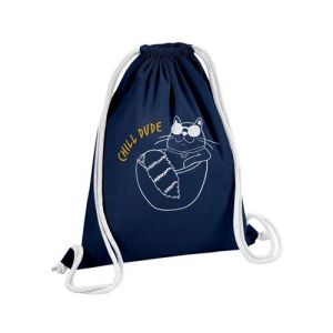 Fabulous Sac de Gym en Coton Bleu Chill Dude Chat 12 Litres