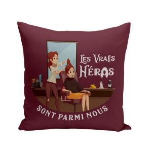 Fabulous Coussin rouge Les Vrais Héros - Coiffeuse Maquilleuse Visagiste [40x40 cm]