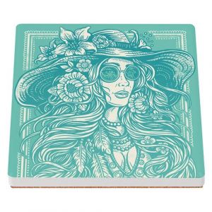 Sous Verre C&eacute;ramique (1 unit&eacute;) - Fabulous - Feuille d'erable Motif Japonais Vert (100 x 100 mm)